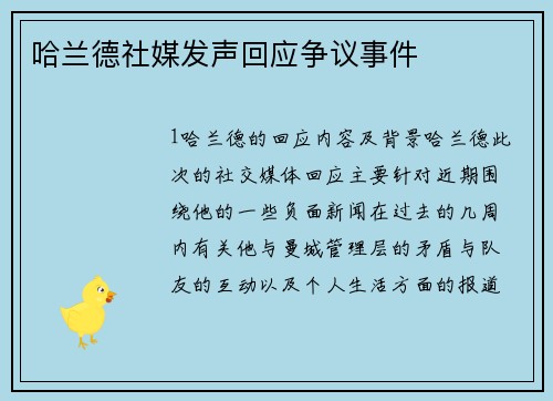 哈兰德社媒发声回应争议事件